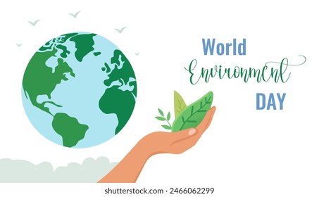 world environment day banner, vector illustration, isolated, black background