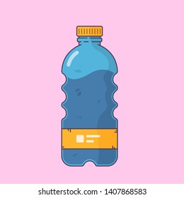 World environment day, Beat Plastic Pollution Day. Isolated plastic bottle with water, empty used bottle illustration.