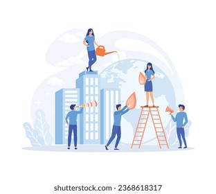 World Environment Day, Bio technology, people are preparing for the holiday, saving the planet, flat vector modern illustration