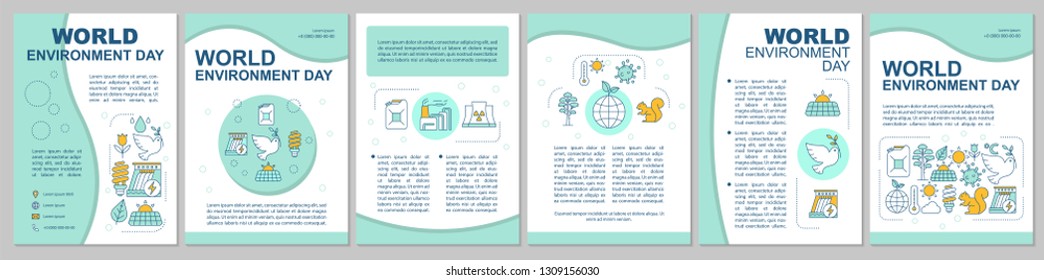 World environment day brochure template layout. Flyer, booklet, leaflet print design. Green technology and alternative energy. Environmental issues. Vector page layouts for magazines, reports, posters