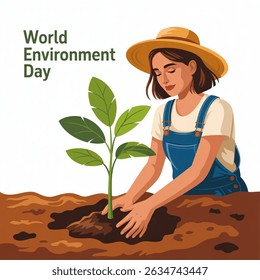 World Environment day by planting a tree.
isolated on white background . EPS available.