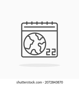 World Environment Day Calendar Icon. Editable Stroke And Pixel Perfect. Outline Style. Vector Illustration. Enjoy This Icon For Your Project.