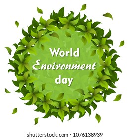 World Environment Day card or background with leaves.Vector illustration.