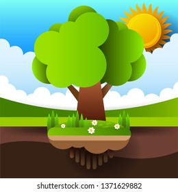 World Environment Day card or background with tree.Vector illustration