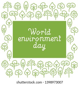 World Environment Day card. Background with green trees .Vector illustration