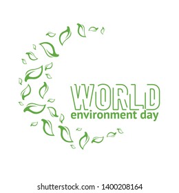 World Environment Day card or background with leaves from tree. Vector illustration with space for text.