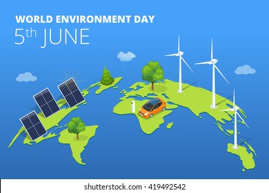 World Environment Day Card, Background. Vector Illustration. 