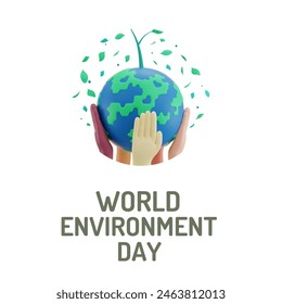 World environment day cards, posters etc. Vector typography with 3d illustration on white background.Save environment. June 5 
