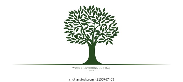 World Environment Day celebrated each year worldwide on 5th June. Tree on white background.