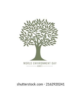 World Environment Day celebrated each year worldwide on 5th June. Tree on white background. 