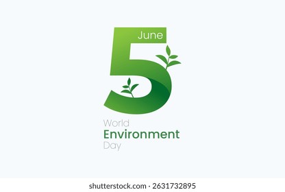 World Environment Day, celebrated every year on June 5th. Poster Design with Angka 5 World Environment Day