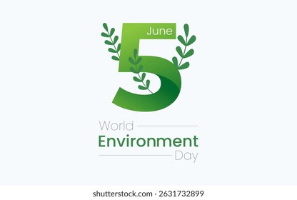 World Environment Day, celebrated every year on June 5th. Poster Design with Angka 5 World Environment Day