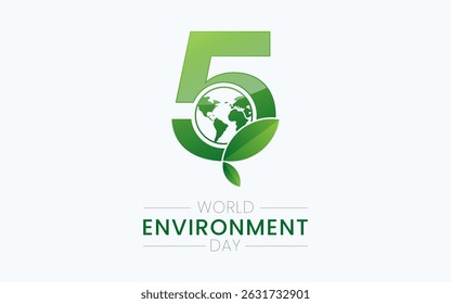 World Environment Day, celebrated every year on June 5th. Poster Design with Angka 5 World Environment Day