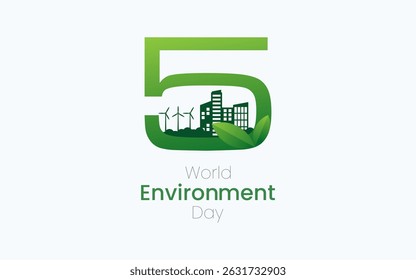 World Environment Day, celebrated every year on June 5th. Poster Design with Angka 5 World Environment Day