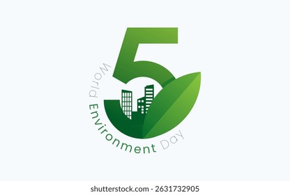 World Environment Day, celebrated every year on June 5th. Poster Design with Angka 5 World Environment Day