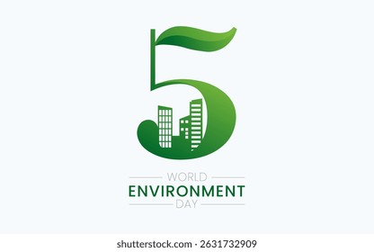 World Environment Day, celebrated every year on June 5th. Poster Design with Angka 5 World Environment Day