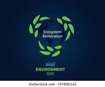 World Environment day concept 2021. Ecosystem Restoration 2021 environment day concept vector illustration background.