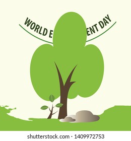 World Environment day concept. 3d paper cut eco friendly design. Vector illustration. Paper carving layer green leaves shapes with shadow