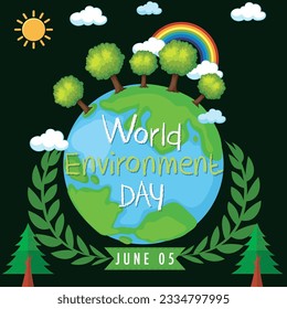 World Environment day concept. 3d paper cut eco friendly design.