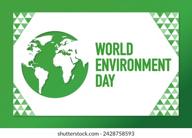 World Environment Day concept. 3d paper cut eco friendly design. Save the ecology planet. Preservation of the environment creative idea. Vector illustration