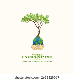 World Environment Day concept, 3d tree background. Ecology concept