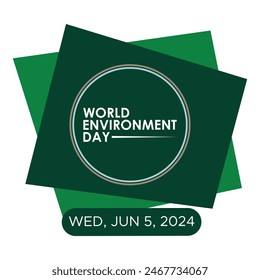 World environment day concept banner design. Vector illustration isolated on green background. World Environment Day. Floral circle vector card Design. Vector garden illustration. Simple vector web.