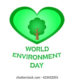 World environment day concept. Banner tree inside the heart. Vector illustration.