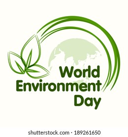 World Environment Day concept with beautiful green leaves on world map background, can be use as flyer, banner or poster. 