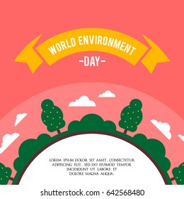 World Environment Day Concept Design. Green Eco Earth. June 5th. Vector Illustration.
