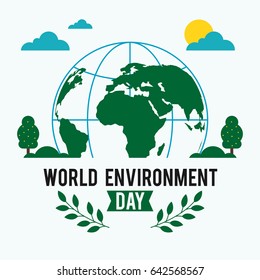 World Environment Day Concept Design. Green Eco Earth. June 5th. Vector Illustration.

