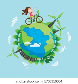 Concepto del Día Mundial del Medio Ambiente. concepto energético con Eco Tierra Verde y Árboles.