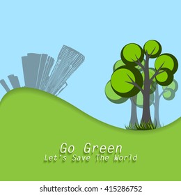 World Environment Day concept. Environmental concept. Trees over cityscape. Elements for your design. Eps10