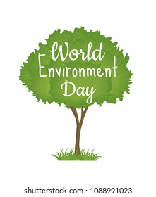 World environment day concept. Green Tree vector illustration.