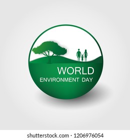 World environment day concept. Green Eco Earth. Vector illustration. 
