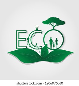 World environment day concept. 
Green eco and life. vector illustration.