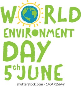 World Environment Day concept. Green Eco Earth. Save the Planet symbol.