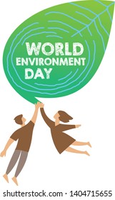 World Environment Day concept. Green Eco Earth. Save the Planet symbol.