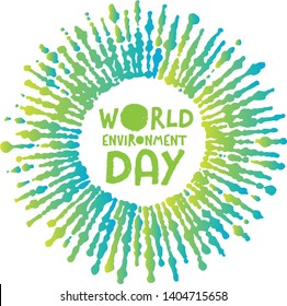 World Environment Day concept. Green Eco Earth. Save the Planet symbol.