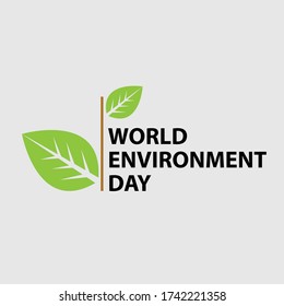 World environment day concept. green leaves with text. Vector illustration
