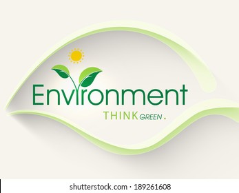 World Environment Day concept with green leaf design and stylish text on abstract background. 