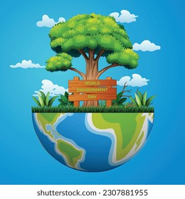 World environment day concept. green eco earth. vector illustration.