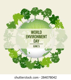 World environment day concept. Green Eco Earth. Vector illustration