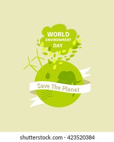 World environment day concept. Green Eco Earth. Vector illustration