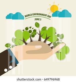 World environment day concept. Green Eco Earth. Vector illustration.