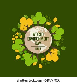 World environment day concept. Green Eco Earth. Vector illustration.