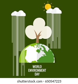 Concepto del Día Mundial del Medio Ambiente. Eco Tierra Verde. Ilustración vectorial.