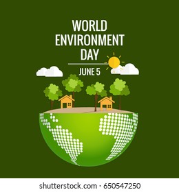 World environment day concept. Green Eco Earth. Vector illustration.