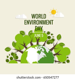 World environment day concept. Green Eco Earth. Vector illustration.