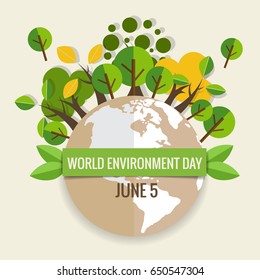 World environment day concept. Green Eco Earth. Vector illustration.