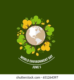 World environment day concept. Green Eco Earth. Vector illustration.